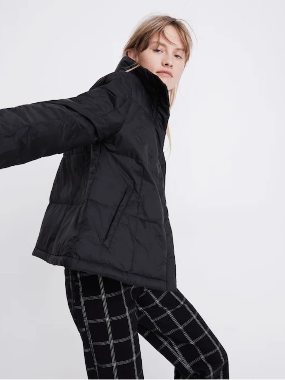 Madewell travel buddy packable black puffer jacket M